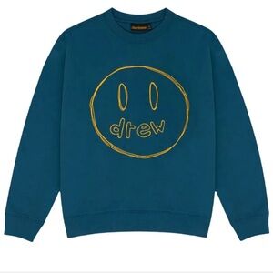drew house Justin Bieber Sketch Mascot Crewneck Peacock Teal Blue Sweatshirt